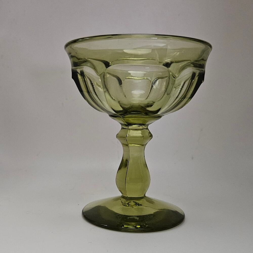 Vintage Green Depression Glass Sherbet Dessert Cups Set of 3